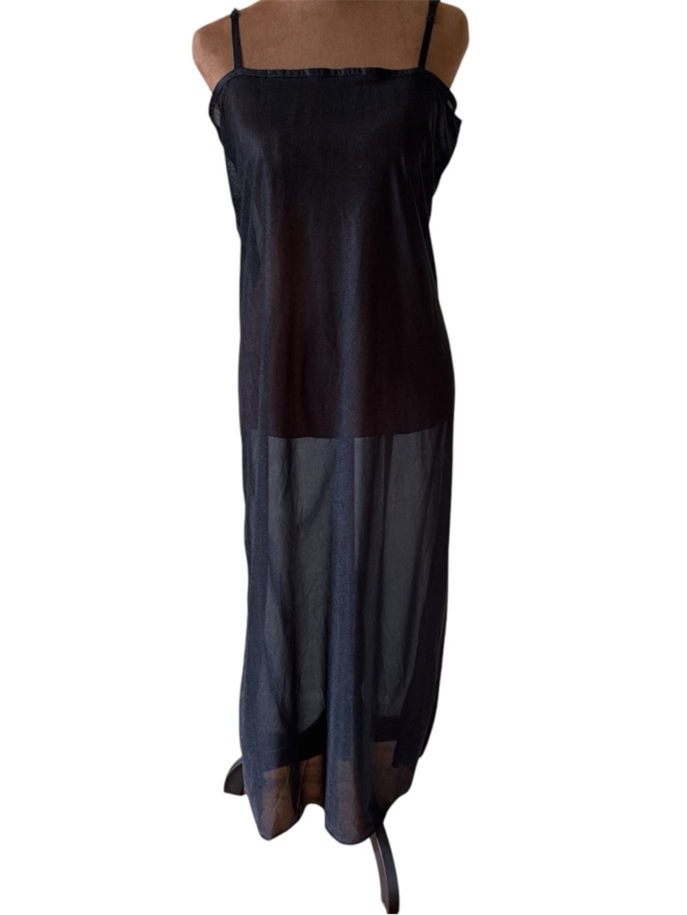 Rare Vintage 90s DKNY sheer black midi dress